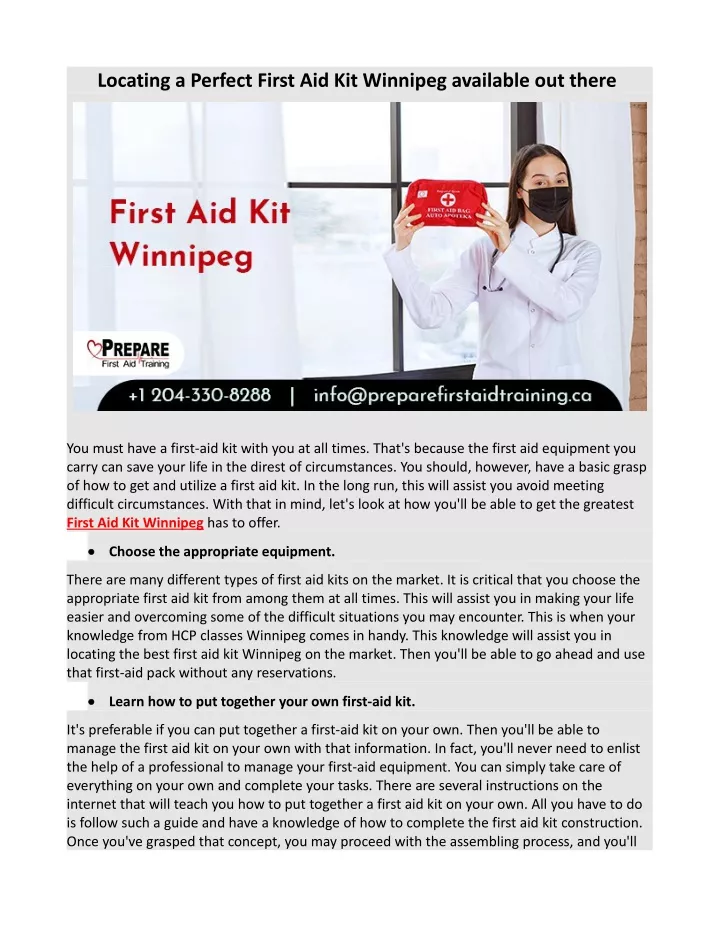 locating a perfect first aid kit winnipeg