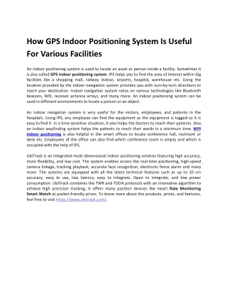 how gps indoor positioning system is useful
