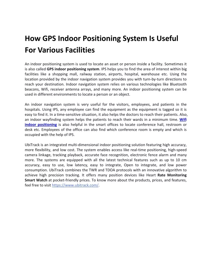 how gps indoor positioning system is useful