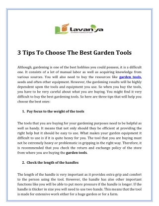 3 Tips To Choose The Best Garden Tools