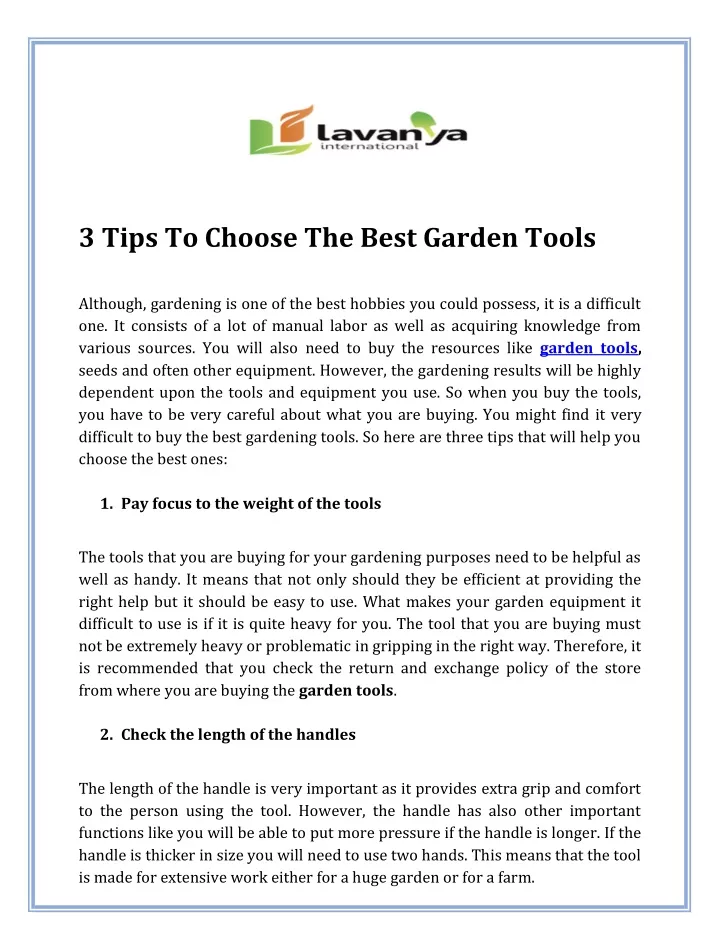 3 tips to choose the best garden tools although