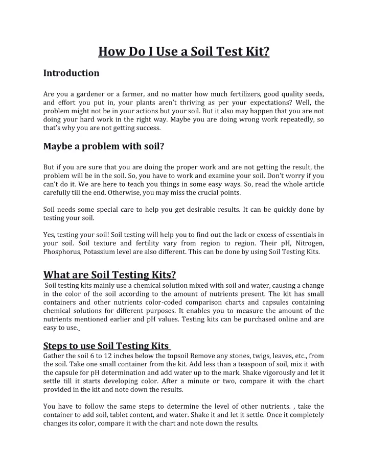 how do i use a soil test kit