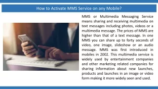 how to activate mms service on any mobile