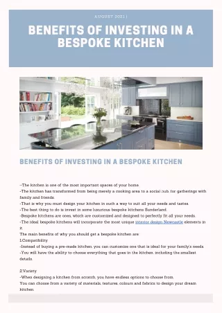 Benefits of investing in a bespoke kitchen