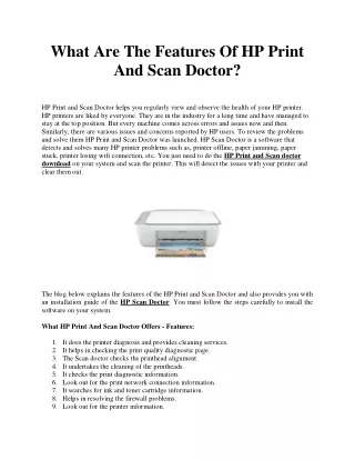 What Are The Features Of HP Print And Scan Doctor