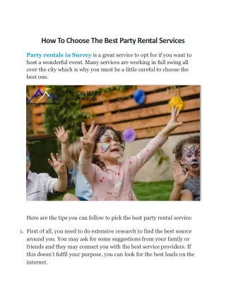 How To Choose The Best Party Rental Services