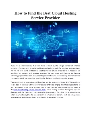how to find the best cloud hosting service
