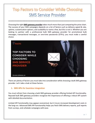 Top Factors to Consider While Choosing SMS Service Provider