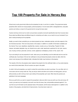 Top 100 Property For Sale in Hervey Bay