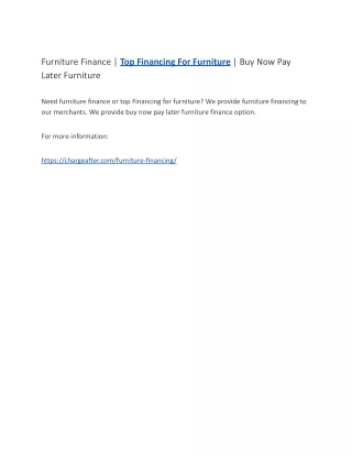 Furniture Finance | Top Financing For Furniture | Buy Now Pay Later Furniture