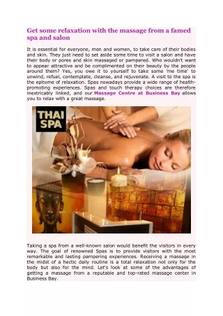 Get some relaxation with the massage from a famed spa and salon