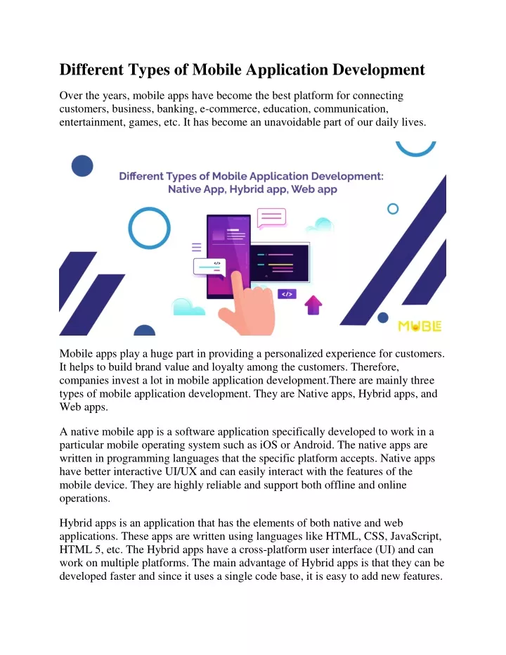 different types of mobile application development