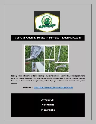 Golf Club Cleaning Service in Bermuda | Kleenklubs.com