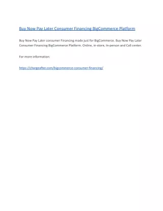 BigCommerce Buy Now Pay Later Consumer Financing Platform