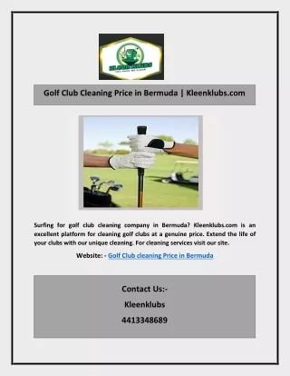 Golf Club Cleaning Price in Bermuda | Kleenklubs.com