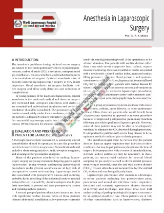 Anesthesia in Laparoscopic Surgery
