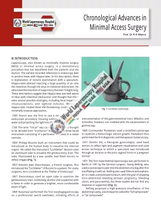 Chronological Advances in Minimal Access Surgery