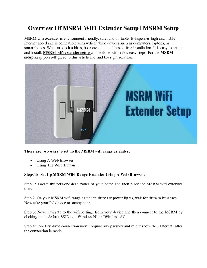 overview of msrm wifi extender setup msrm setup