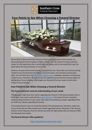 Four Points to See When Choosing a Funeral Director