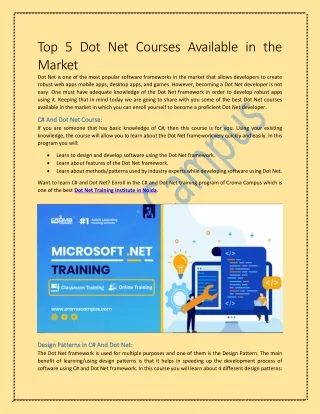 top 5 dot net courses available in the market