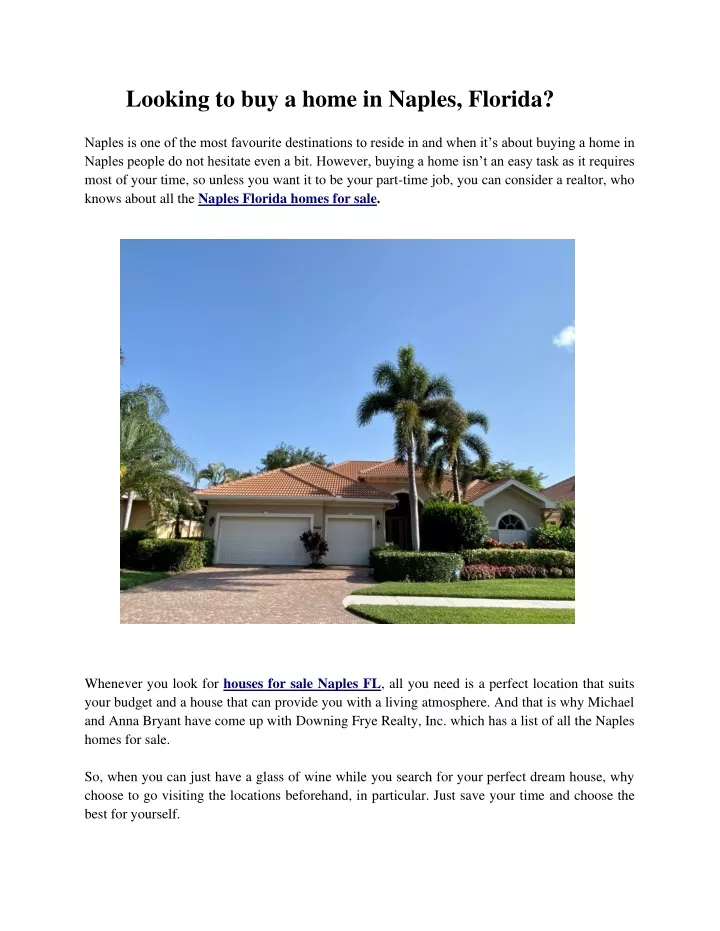 looking to buy a home in naples florida naples