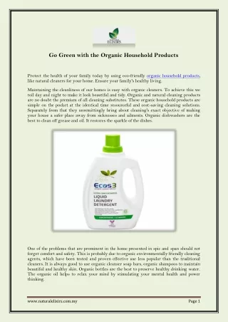 Go Green with the Organic Household Products