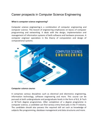 Career prospects in Computer Science Engineering