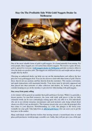 Stay On The Profitable Side With Gold Nuggets Dealer In Melbourne