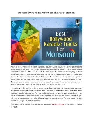Best Bollywood Karaoke Tracks For Monsoon