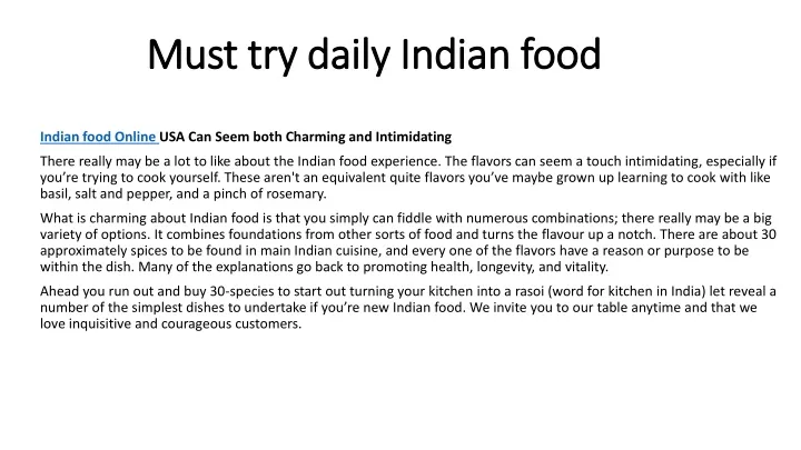 must try daily indian food