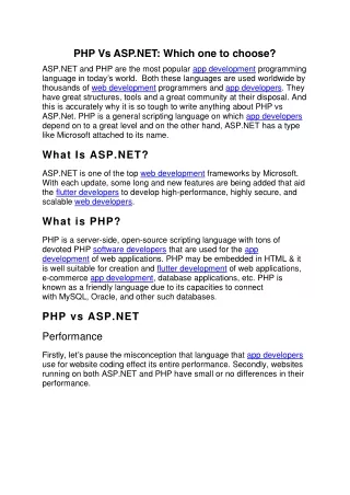 php vs asp net which one to choose