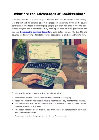 What are the Advantages of Bookkeeping