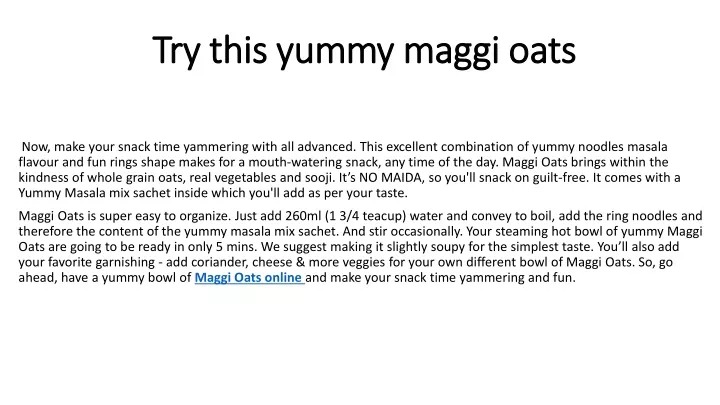 try this yummy maggi oats