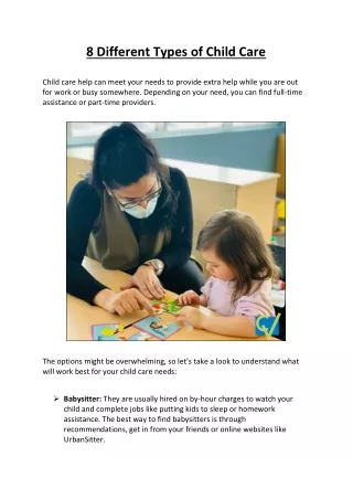 8 different types of child care