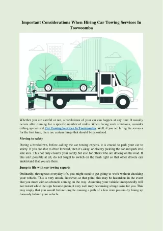 important considerations when hiring car towing