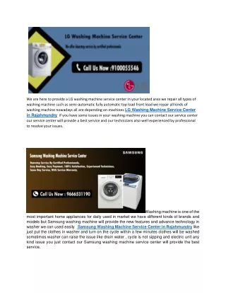 LG Washing Machine Service Center in Rajahmundry