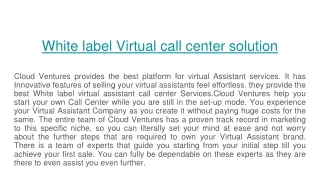White label Virtual call center solution