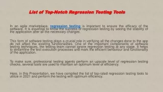 Know The List of Top-Notch Regression Testing Tools