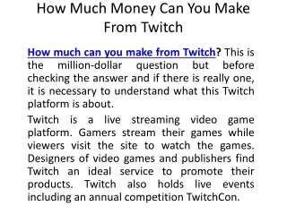 How Much Money Can You Make From Twitch