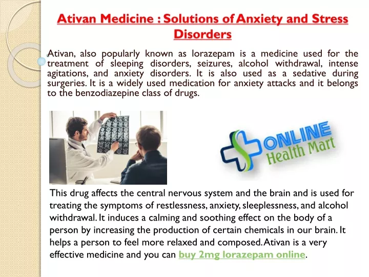 ativan medicine solutions of anxiety and stress