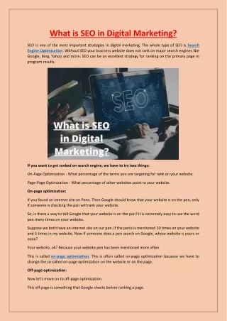 What is SEO in Digital Marketin1