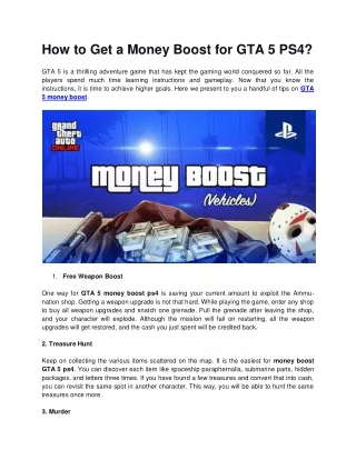 How to Get a Money Boost for GTA 5 PS4