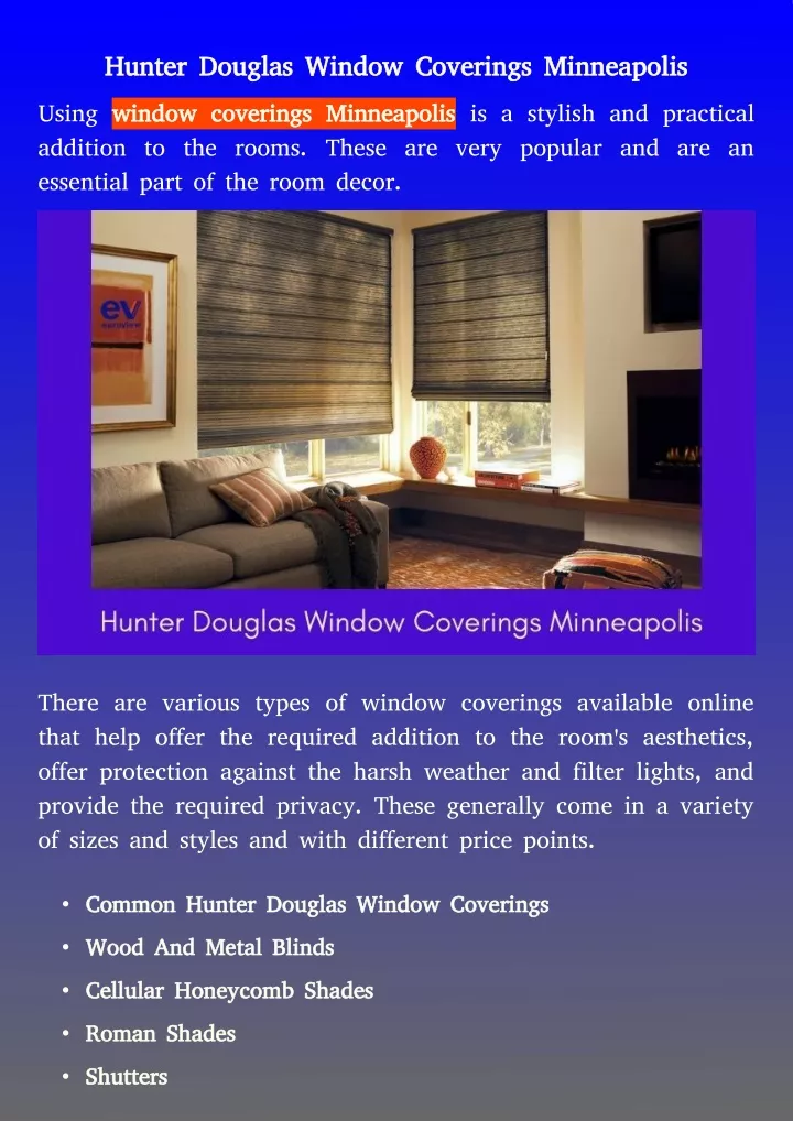 hunter douglas window coverings minneapolis