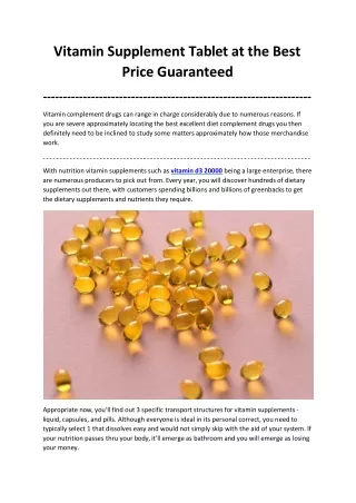 Vitamin Supplement Tablet at the Best Price Guaranteed