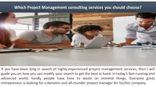Which Project Management consulting services you should choose