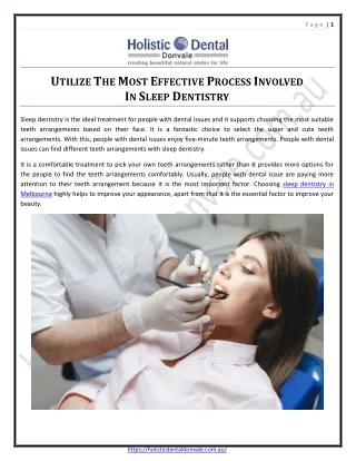 Utilize The Most Effective Process Involved In Sleep Dentistry