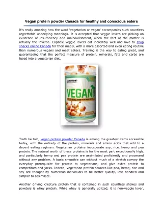 Vegan protein powder Canada for healthy and conscious eaters