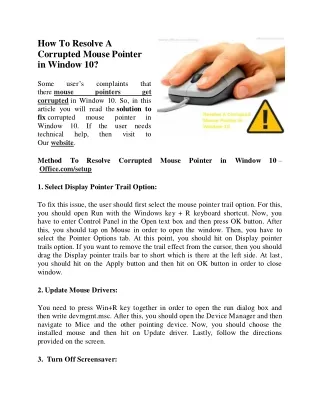 how to resolve a corrupted mouse pointer