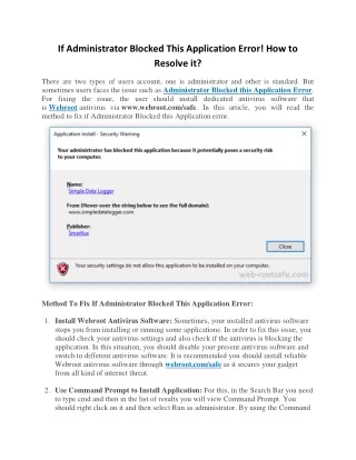 if administrator blocked this application error
