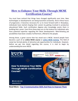 how to enhance your skills through mcse